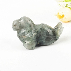 Labradorite Natural Labradorite Carved Healing Sea Dog Figurines, Reiki Energy Stone Display Decorations, 50.8mm