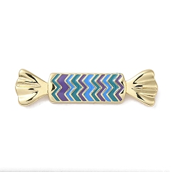 Purple Rack Plating Brass Enamel Connector Charms, Long-Lasting Plated, Lead Free & Cadmium Free, Real 18K Gold Plated, Candy Link, Purple, 9.5x36x4.5mm, Hole: 1.4mm