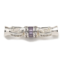 лаванда Латунные микро проложить кубического циркония раз за застежками, колонка, реальный 18 k позолоченный, лаванда, 33 мм