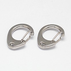 Stainless Steel Color Oval 304 Stainless Steel Keychain Clasp Findings, Snap Clasps, Stainless Steel Color, 24.5x18.5x8mm, Hole: 3x2mm