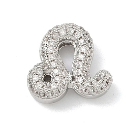 Лео Подвески из латуни с микропаве из прозрачных кубических цирконий в виде двенадцати созвездий, без кадмия и без свинца, долговечный, стойки покрытие, платина, Лев, 13.5x13.5x5 мм, отверстие : 3x2 мм