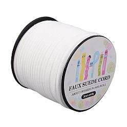 White Faux Suede Cord, Faux Suede Lace, Paper Box Packing, White, 3.0x1.4mm, about 98.43yards/roll(90m/roll)