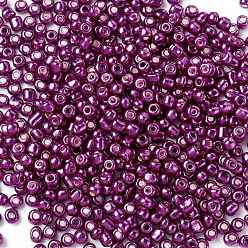 Dark Orchid 8/0 Glass Seed Beads, Metallic Colours Style, Round, Dark Orchid, 8/0, 3mm, Hole: 1mm, about 10000pcs/pound