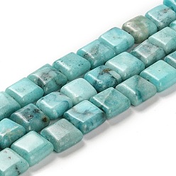 Turquoise Brins de perles de dolomite naturelles, teint, Sqaure, turquoise, 10x10x4.5mm, Trou: 1.4mm, Environ 40 pcs/chapelet, 15.55 pouce (39.5 cm)
