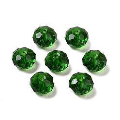 Dark Green Glass Imitation Austrian Crystal Beads, Faceted, Rondelle, Dark Green, 8x5~5.5mm, Hole: 1.2~1.5mm