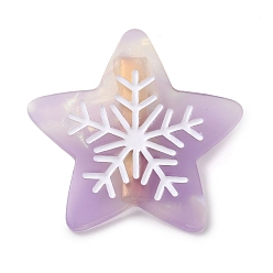 Lilac Star with Snowflake Cellulose Acetate(Resin) Alligator Hair Clips, with Golden Iron Clips, for Women Girls, Lilac, 48.5x51x11.5mm