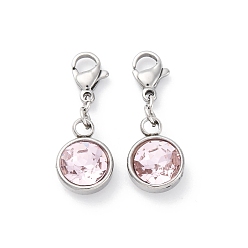 Светлый Падпаршадча 304 из нержавеющей стали горный хрусталь подвески, застежка когтя омара, Легкий padparadscha, 27 мм