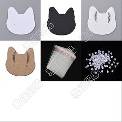 (52) Непрозрачная лаванда Картонных карт дисплей серьги, кролика головы, разноцветные, 35~36x35~36x0.4~0.45 мм, отверстие : 1.2 мм, 440 шт / комплект