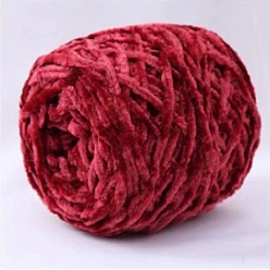 FireBrick Wool Chenille Yarn, Velvet Cotton Hand Knitting Threads, for Baby Sweater Scarf Fabric Needlework Craft, FireBrick, 5mm, 95~100g/skein