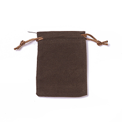 Coffee Velvet Packing Pouches, Drawstring Bags, Coffee, 15~15.2x12~12.2cm
