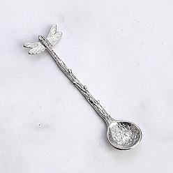 Серебро Ложка для кофе, чая из сплава, стрекоза, серебряные, 105x4 мм