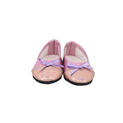 Violet Imitation Leather Doll Flat Shoes, with Bowknot, for 18 "American Girl Dolls Accessories, Violet, 75x45mm