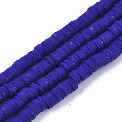Medium Blue Handmade Polymer Clay Beads Strands, for DIY Jewelry Crafts Supplies, Heishi Beads, Disc/Flat Round, Medium Blue, 6x0.5~1mm, Hole: 1.8mm, about 290~320pcs/strand, 15.75 inch~16.14 inch(40~41cm)
