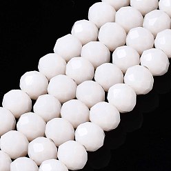 Snow Opaque Solid Color Glass Beads Strands, Faceted, Rondelle, Thistle, 6x5mm, Hole: 1mm, about 87~90pcs/strand, 17~17.5 inch(42.5~43.75cm)