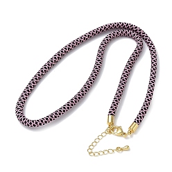 Pink Ployester Core-Wrapped Round Cord Necklace Making, with Brass Finding, Golden, Pink, 17.72x0.18 inch(45x0.45cm)