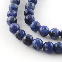 Royal Blue Dyed Natural Sesame Jasper Round Beads Strands, Royal Blue, 10mm, Hole: 1mm, about 38pcs/strand, 14.9 inch