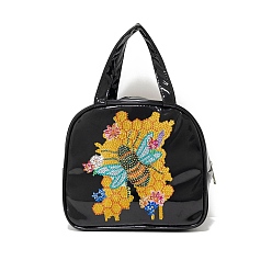 Bees DIY Diamond Painting Handbag Kits, including Rectangle Bag, Acrylic Rhinestones, Diamond Sticky Pen, Tray Plate and Glue Clay, Bees Pattern