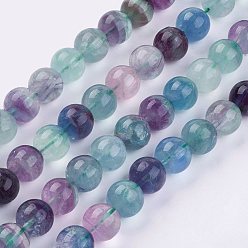 Fluorite Natural Green Fluorite Beads Strands, Round, 10mm, Hole: 1mm, about 39pcs/strand, 15.35 inch
