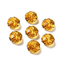 Gold Glass Imitation Austrian Crystal Beads, Faceted, Rondelle, Gold, 8x5~5.5mm, Hole: 1.2~1.5mm