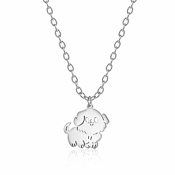 Нержавеющая Сталь Цвет Милая мультяшная собака 304 Ожерелья с подвеской из нержавеющей стали для повседневной женской одежды, цвет нержавеющей стали, 23.62 дюйм (60 см)