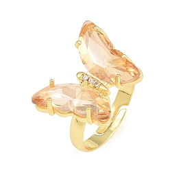 Peachpuff Messing-Mikro pflastern Zirkonia Fingerringe, mit Glas, Schmetterling, Bleifrei und cadmium frei, langlebig überzogen, Gestell, echt 18 k vergoldet, peachpuff, us Größe 6 (16.5 mm)