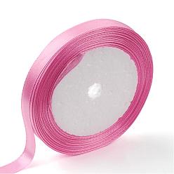Hot Pink Single Face Satin Ribbon, Polyester Ribbon, Hot Pink, 1 inch(25mm) wide, 25yards/roll(22.86m/roll), 5rolls/group, 125yards/group(114.3m/group)