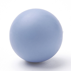 Light Steel Blue Food Grade Eco-Friendly Silicone Beads, Round, Light Steel Blue, 14~15mm, Hole: 2mm