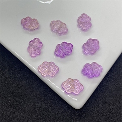 Violet Foncé Perles de verre tchèques transparentes, avec de la poudre de paillettes d'or, nuage de bon augure, violet foncé, 13x9mm