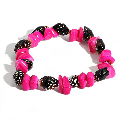 Pink Colorful Ethnic Style Handmade Stone and Shell Bracelet for Men and Women