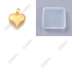 Doré  50 pendentifs en laiton, charmes de coeur, avec anneau de saut, or, 17x16x6mm, Trou: 3mm