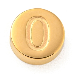 Letter O Ионное покрытие (ip) 304 шарики из нержавеющей стали, плоские круглые с буквы, золотые, Письмо O, 8x3 мм, отверстие : 1.6 мм