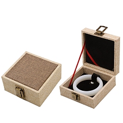 Светло-коричневый Подарочные коробки с одинарным льняным браслетом, квадратный, загар, 11x11x5.3 см