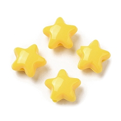 Yellow Opaque Acrylic Beads, Star, Yellow, 11x11.5x7mm, Hole: 2mm,  about 1245pcs/500g