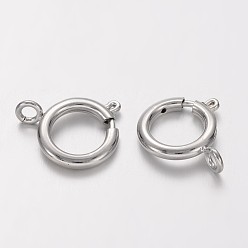 Platine Laiton printemps fermoir anneau, accessoire de bijoux, platine, 12mm, Trou: 2.5mm