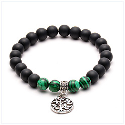 Number 5 Natural Energy Volcanic Stone Yoga Bracelet with Turquoise Tiger Eye Buddha Beads