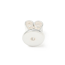 Посеребрённый Латунные гайки для сережек, плоско-круглые, без свинца и без кадмия, 925 серебро покрытием, 6x6 мм, отверстие : 1 мм