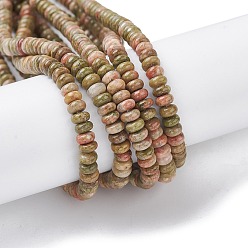 Unakite Natural Unakite Beads Strands, Rondelle, 4.5x2.5mm, Hole: 0.8mm, about 158pcs/strand, 15.55 inch(39.5cm)
