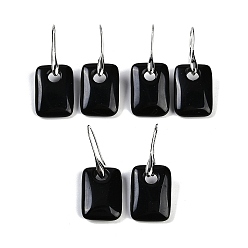 Обсидиан Природные обсидиана болтаться серьги, с латунными крючками для сережек, без кадмия и без свинца, прямоугольные, 43.5x18 мм