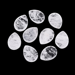 Quartz Crystal Natural Quartz Crystal Pendants, Rock Crystal Flat Teardrop Charms, 18x13x3.5~4mm, Hole: 1~1.2mm