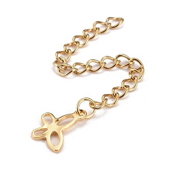 Golden 304 Stainless Steel Chain Extender, Curb Chain, with 202 Stainless Steel Charms, Butterfly, Golden, 65mm, Link: 3.7x3x0.5mm, Butterfly: 11x7.5x0.7mm
