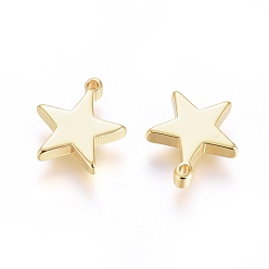 Real 18K Gold Plated Brass Pendants, Long-Lasting Plated, Star, Real 18K Gold Plated, 11.5x10x2mm, Hole: 1mm