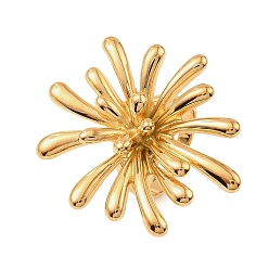 Цветок 304 кольца для пальцев из нержавеющей стали для женщин, золотые, цветок, внутренний диаметр: 17.8 мм