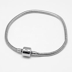 Stainless Steel Color 304 Stainless Steel European Style Bracelets for Jewelry Making, Stainless Steel Color, 180x3mm