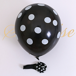 Black Polka Dot Pattern Round Rubber Inflatable Balloons, for Festive Party Decorations, Black, 330mm, 100pcs/bag