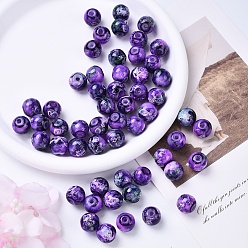 Темно-Фиолетовый Выпечка окрашенные стеклянные бусины, круглые, темно-фиолетовый, 4~4.5 мм, отверстие : 0.8 мм