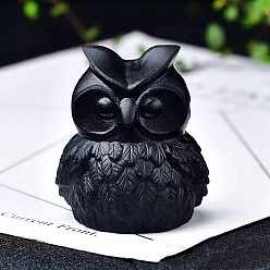 Obsidian Natural Obsidian Ornament Home Desktop Decoration Craft, Owl, 60mm