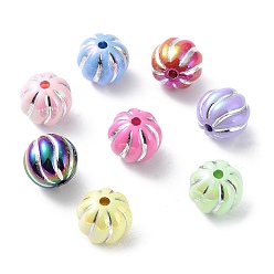 Mixed Color UV Plating Opeque Acrylic Beads, Iridescent, Pumpkin, Mixed Color, 15.5x14mm, Hole: 2.5mm