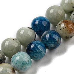 Pierre Précieuse Naturelle Azurite bleue naturelle en brins de perles de calcite, Perles rondes en pierres précieuses fluorescentes réactives aux UV, 6mm, Trou: 0.7mm, Environ 62 pcs/chapelet, 15.63'' (39.7 cm)