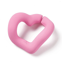 Flamingo Opaque Acrylic Linking Rings, Quick Link Connectors, Macaron Color, Twisted Heart, for Curb Chain Making, Flamingo, 18x20.5x8mm, Inner Diameter: 7.5x12mm