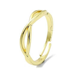 Real 18K Gold Plated Brass Adjustable Rings, Infinity, Real 18K Gold Plated, US Size 8 1/2(18.5mm)